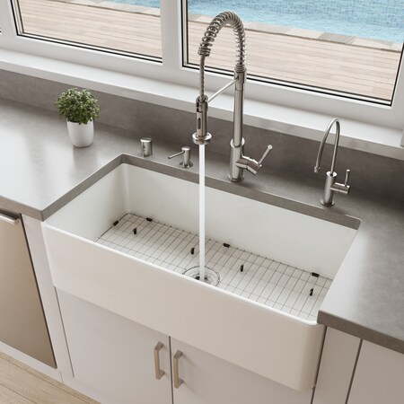 Alfi Brand 36" White Thin Wall Sgl Bowl Smooth Apron Fireclay Kitchen Farm Sink ABF3618-W